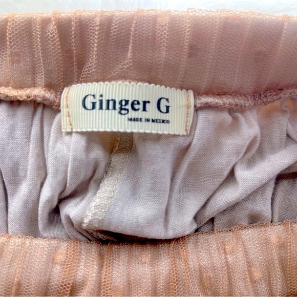 Neutral Pleated Polka Dot Sheer Lined Tulle Casual Maxi Skirt Women’s Size M - Picture 7 of 8